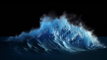 Water Splash Isolated On The Black background. sea wavesの素材