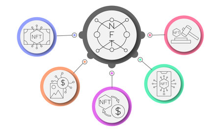 NFT vector icon set. Infographic Non-fungible token.のイラスト素材