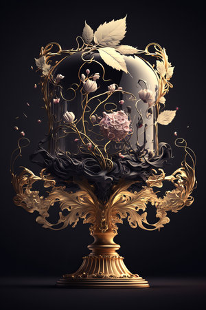 Vase with flowers, fancy decoration Illustrationの素材