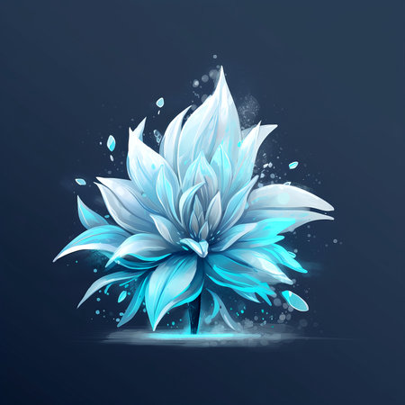 Close up single blue cosmos flower isolated on blue background. illustrationの素材