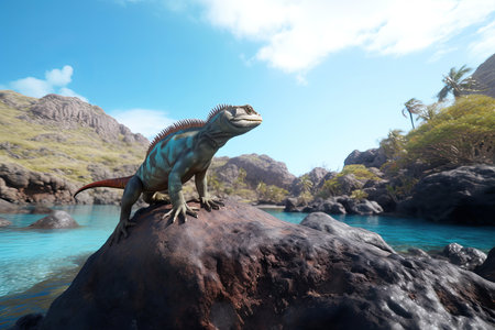 close up. Iguana on the rock posingの素材