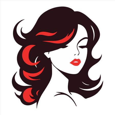 Illustration of a girl with red lipstick and red hairのイラスト素材