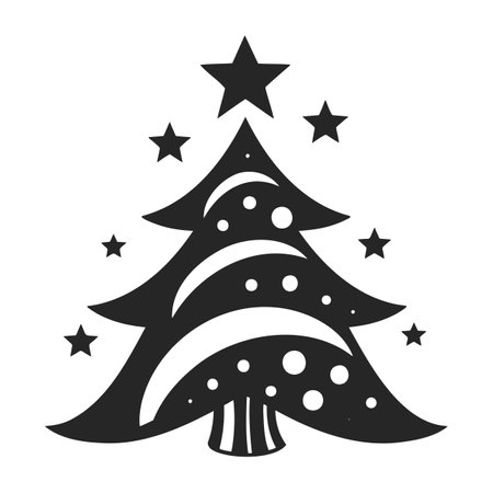 Christmas tree. stylized element. holiday monochrome sign isolated on white. vector illustration.のイラスト素材