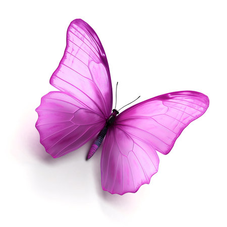 Pink butterfly isolated on white backgroundの素材