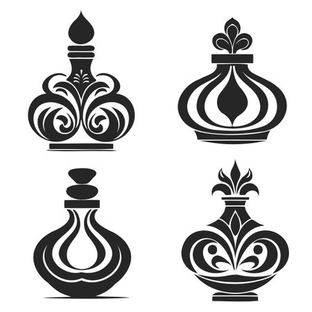 Silhouette of a bottle with a collection of magic elixir or poison. Mystical jar vector illustration.のイラスト素材