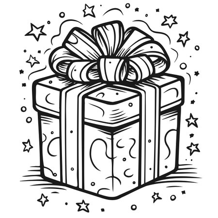 Outline christmas gift icon illustration vector symbolのイラスト素材