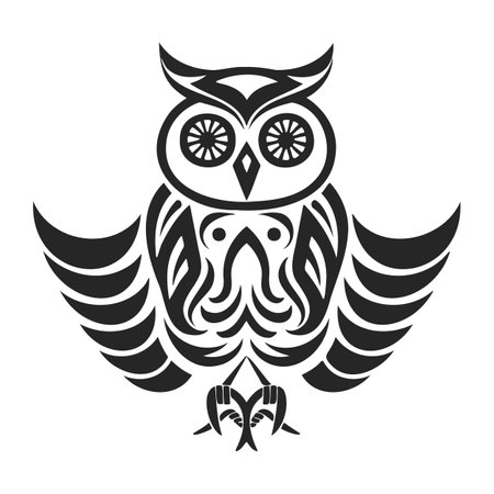 cartoon owl outline design with editable lines on a white background - vector.のイラスト素材