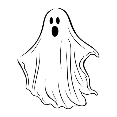 Cute ghost isolated, Vector Halloween concept, Cartoon Ghosts, Spooky vectorのイラスト素材