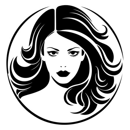 illustration of women short hair style icon, women face on white background, vectorのイラスト素材