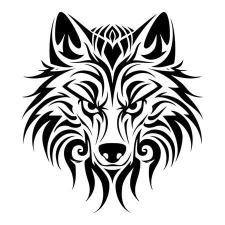 Wolf head Vector illustration. Wolf Vintage Stock Vector.のイラスト素材