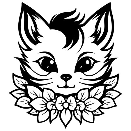 Cat minimalism, black cute cat, pet stock animation, pet cat image, ginger cat, animal vector silhouette.のイラスト素材