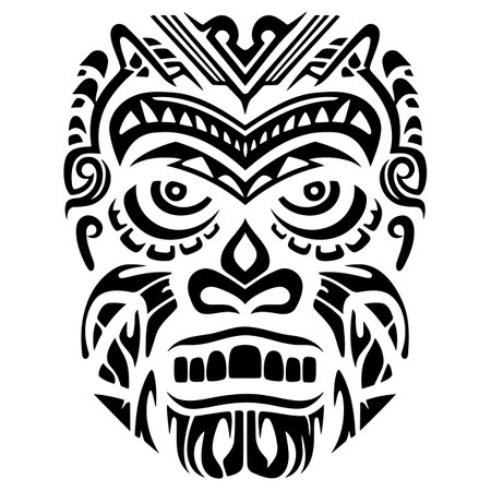 Polynesian tiki mask vector icon. Simple illustration of polynesian tiki mask vector icon for web design isolatedのイラスト素材