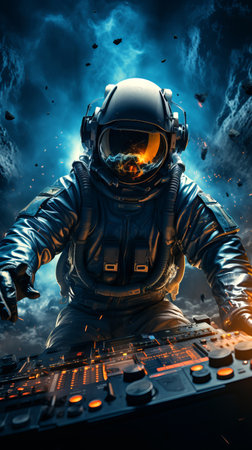 astronaut dj in deep space.の素材