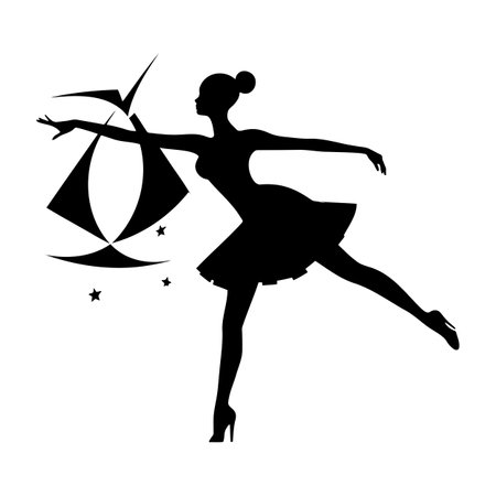 vector isolated silhouette of a dancing girlのイラスト素材