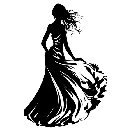 Bride in a wedding dress holding flowersのイラスト素材