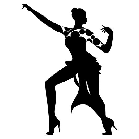 vector isolated silhouette of a dancing girlのイラスト素材