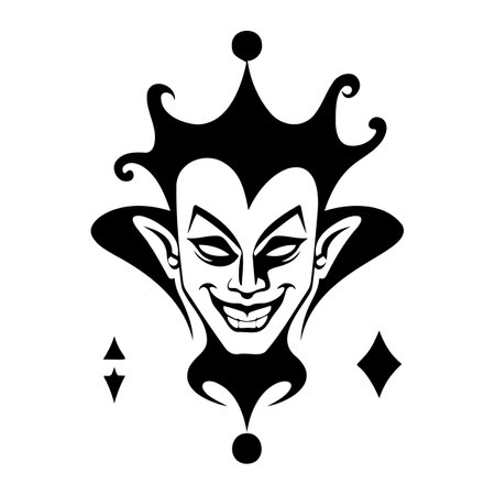 Icon Evil clown. Black and white. Vector illustrationのイラスト素材