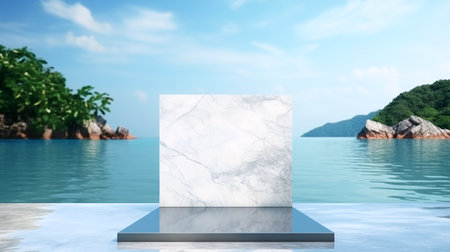 Marble stand podium empty space for product display mock up.の素材