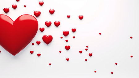 3D red hearts on a white background. Valentine's Day.の素材