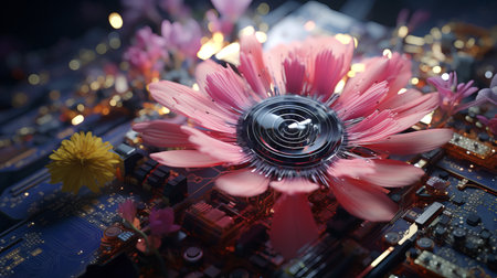 Electronics pink flower. modern technologies.の素材