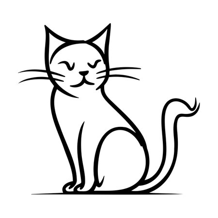 Vector hand drawn cute cat. Isolated illustration on white backgroundのイラスト素材