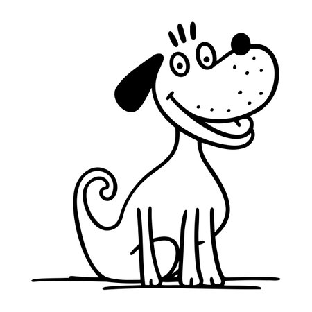 Vector hand drawn cute dog. Isolated illustration on white backgroundのイラスト素材