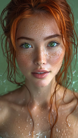 a gorgeous young woman with green eyes.の素材