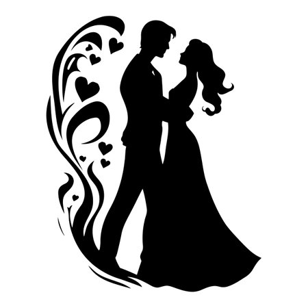 black and white drawing of a couple in love. Valentine s Dayのイラスト素材