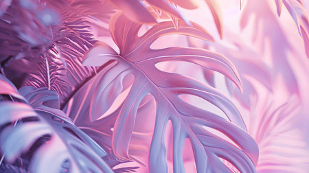 pastel tropical leaves summer background.の素材