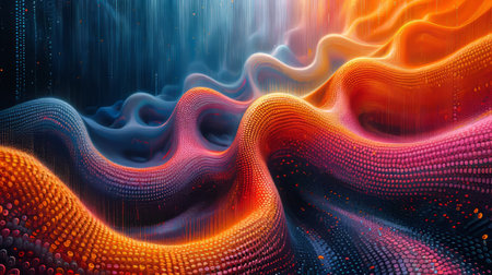 Graphic design art of abstract wave illusion with geometric shapes.の素材
