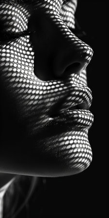girl's face close up with shadow.の素材