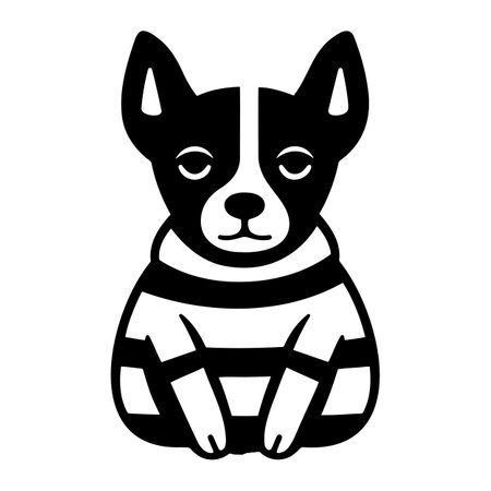 Black and white drawing of a dog in a vestのイラスト素材