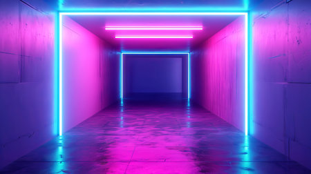 Neon Room Background. Colorful neon lights.の素材