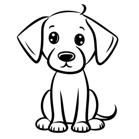 Vector hand drawn cute dog. Isolated illustration on white backgroundのイラスト素材
