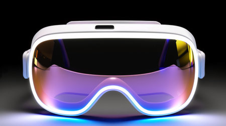 white VR glasses 2 in neon light.の素材