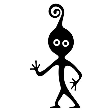 Vector silhouette of a cute monsterのイラスト素材