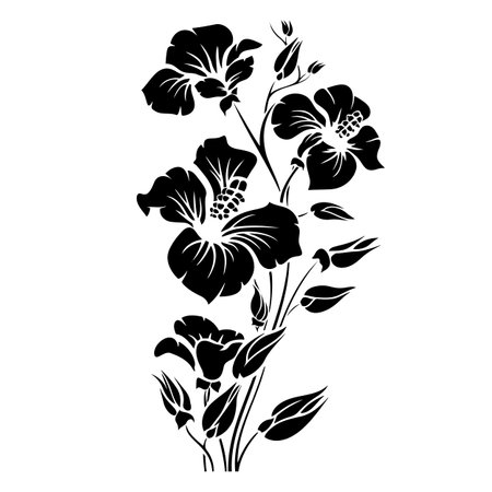A black and white flower drawing on a white background, artistic and detailedのイラスト素材