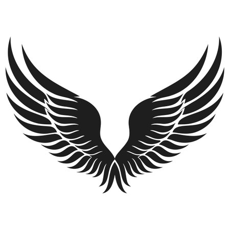The image features a set of black and white wings depicted against a plain white backdrop, emphasizing contrast and elegance in its designのイラスト素材