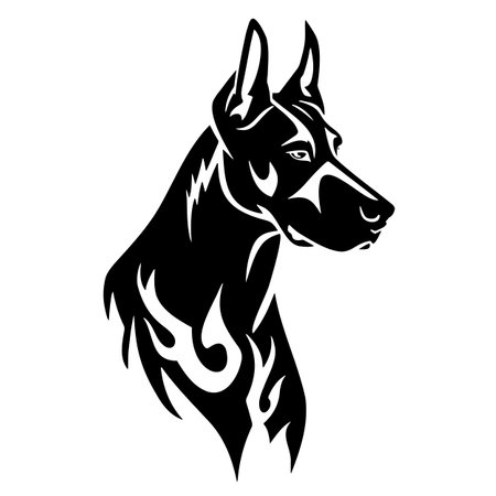 Black and white dog drawing on white backgroundのイラスト素材