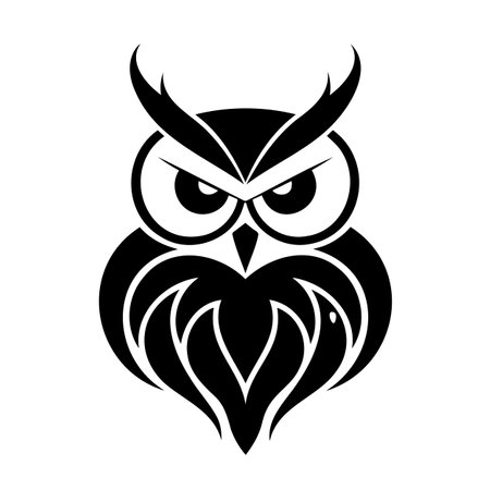 Fierce Owl Tribal Tattoo Designのイラスト素材