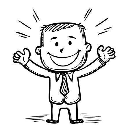 Happy Businessman with open arms Cartoon Illustrationのイラスト素材