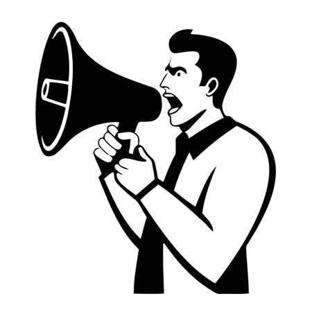 Man Shouting into Megaphone Silhouetteのイラスト素材