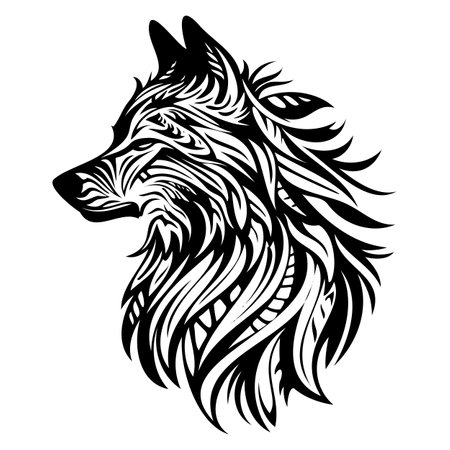 Tribal Wolf Head Tattoo Designのイラスト素材