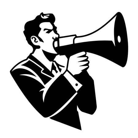 Retro Style Man Shouting Through Megaphoneのイラスト素材