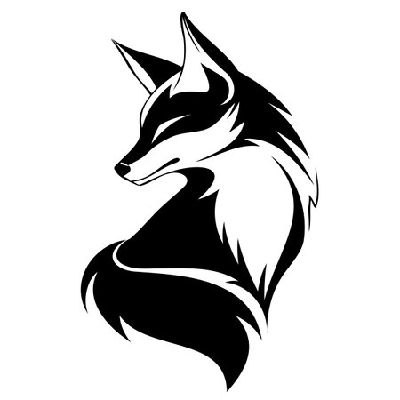 Elegant fox silhouette in black and white designのイラスト素材