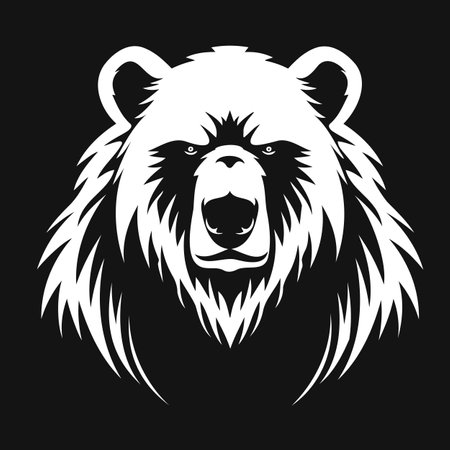 Majestic bear head in black and white designのイラスト素材