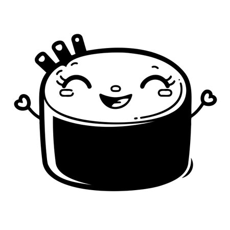 Cute Sushi Roll Character Illustrationのイラスト素材