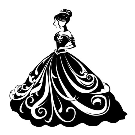 Graceful Princess in Ball Gown Silhouette Designのイラスト素材
