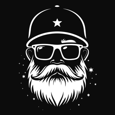 Trendy Santa Claus with Star Cap and Shadesのイラスト素材