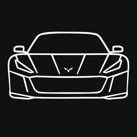 Minimalist Sports Car Front View Outlineのイラスト素材